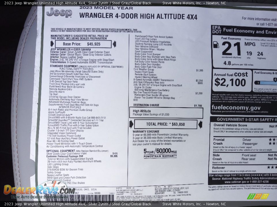 2023 Jeep Wrangler Unlimited High Altitude 4x4 Window Sticker Photo #34