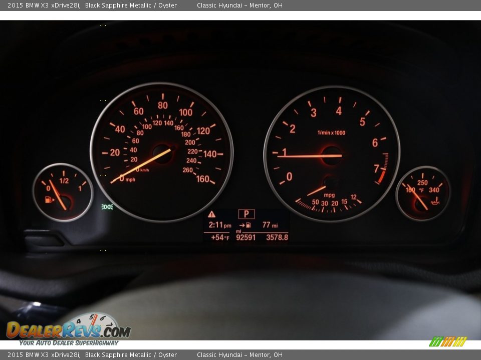 2015 BMW X3 xDrive28i Black Sapphire Metallic / Oyster Photo #8