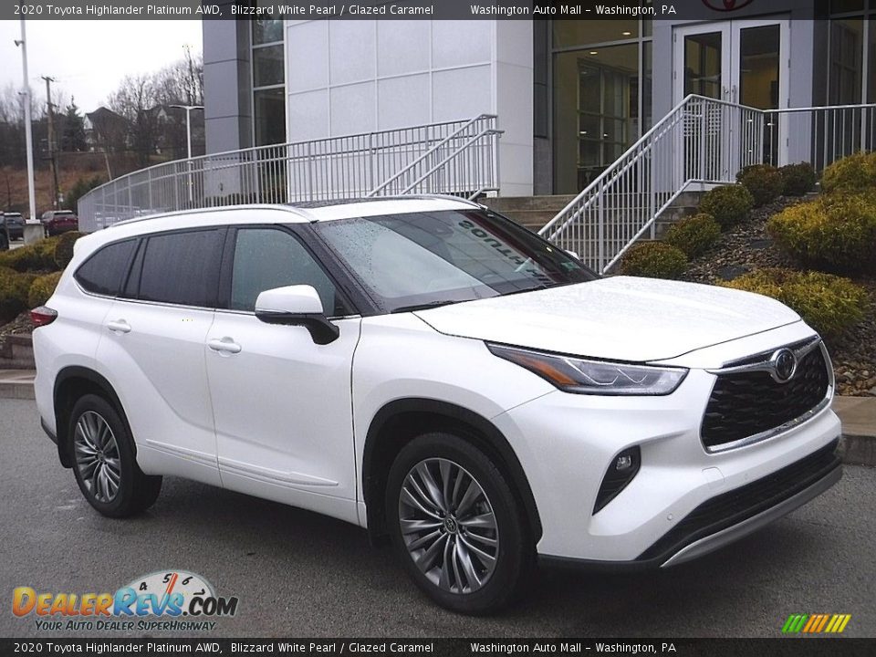 2020 Toyota Highlander Platinum AWD Blizzard White Pearl / Glazed Caramel Photo #1