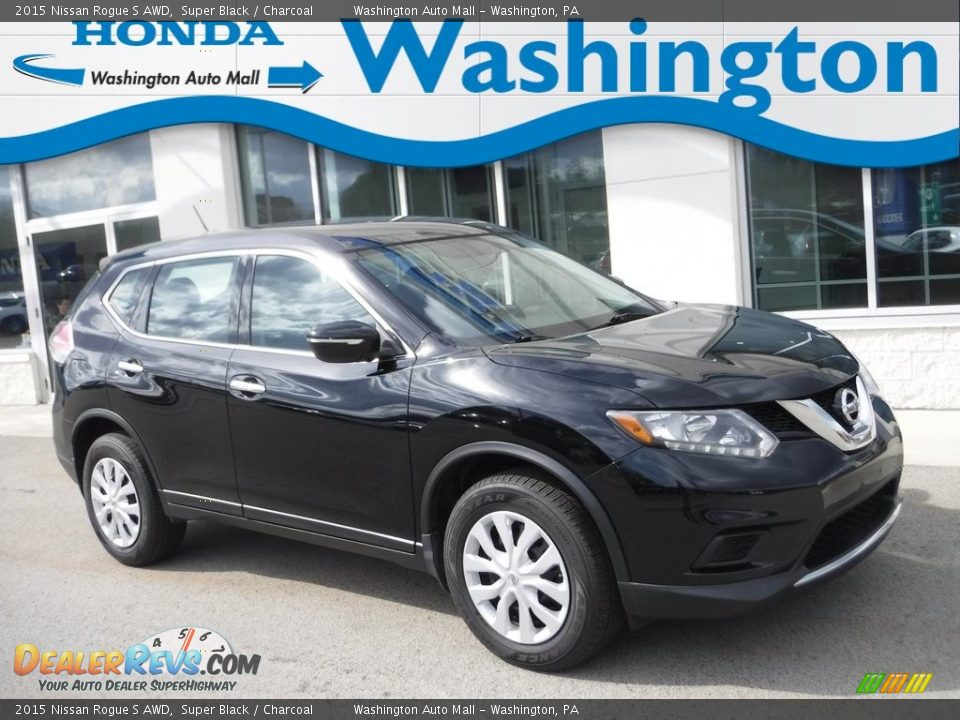 2015 Nissan Rogue S AWD Super Black / Charcoal Photo #1