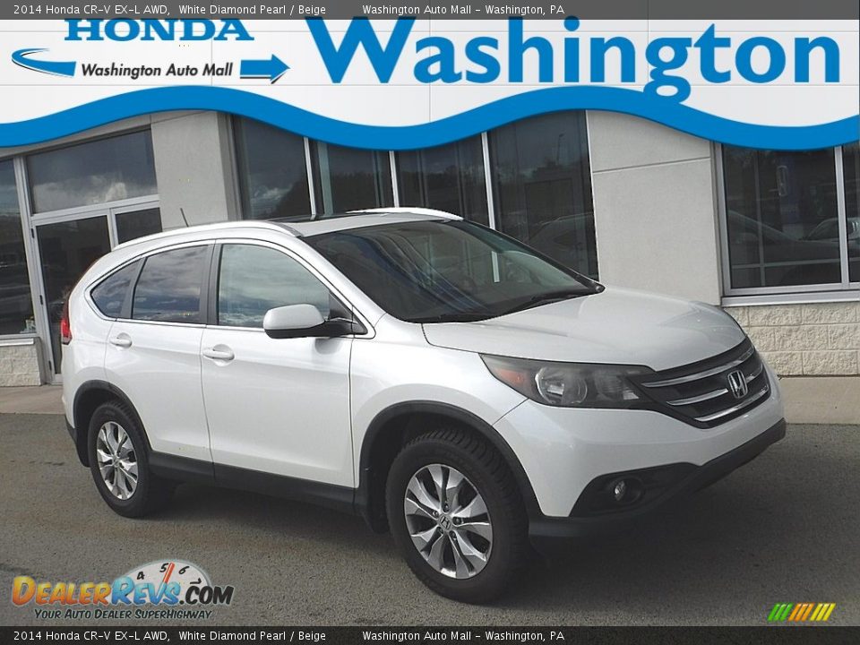 2014 Honda CR-V EX-L AWD White Diamond Pearl / Beige Photo #1