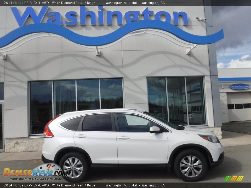 2014 Honda CR-V EX-L AWD White Diamond Pearl / Beige Photo #2