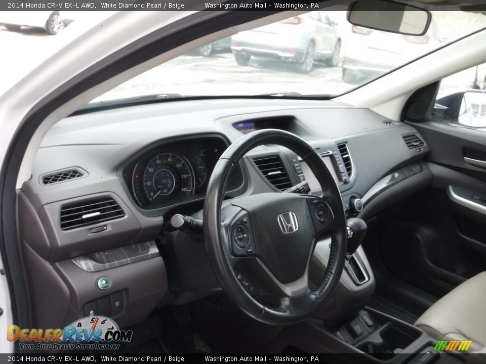 2014 Honda CR-V EX-L AWD White Diamond Pearl / Beige Photo #12