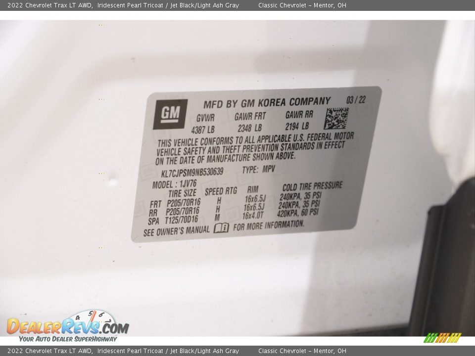 2022 Chevrolet Trax LT AWD Iridescent Pearl Tricoat / Jet Black/Light Ash Gray Photo #20