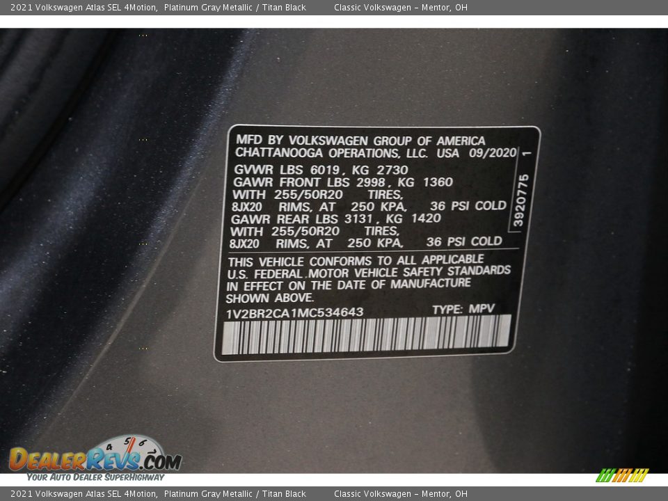 2021 Volkswagen Atlas SEL 4Motion Platinum Gray Metallic / Titan Black Photo #23