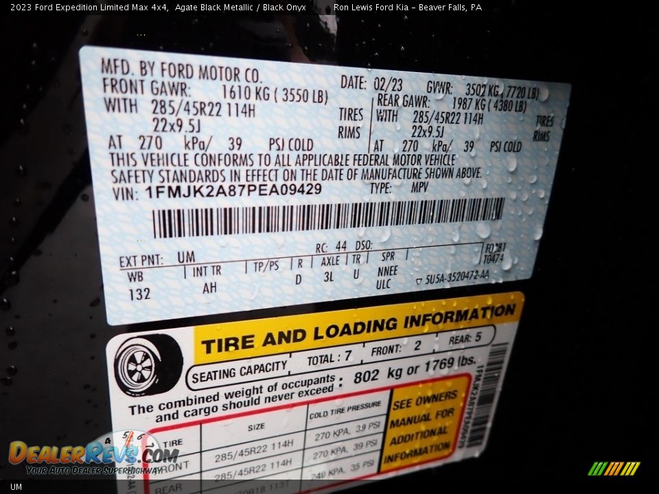 Ford Color Code UM Agate Black Metallic