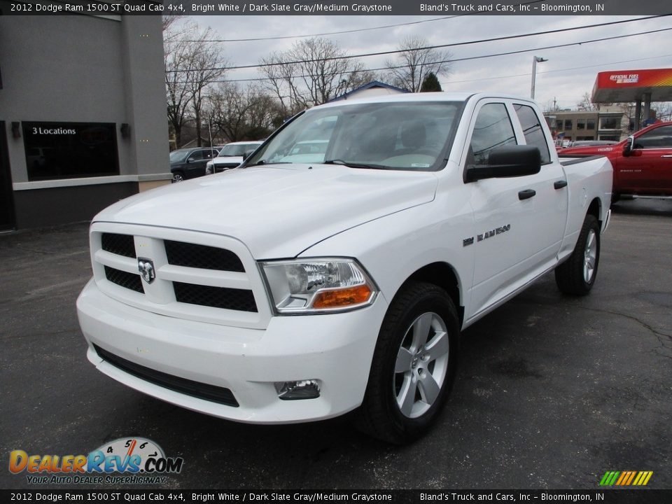 2012 Dodge Ram 1500 ST Quad Cab 4x4 Bright White / Dark Slate Gray/Medium Graystone Photo #2