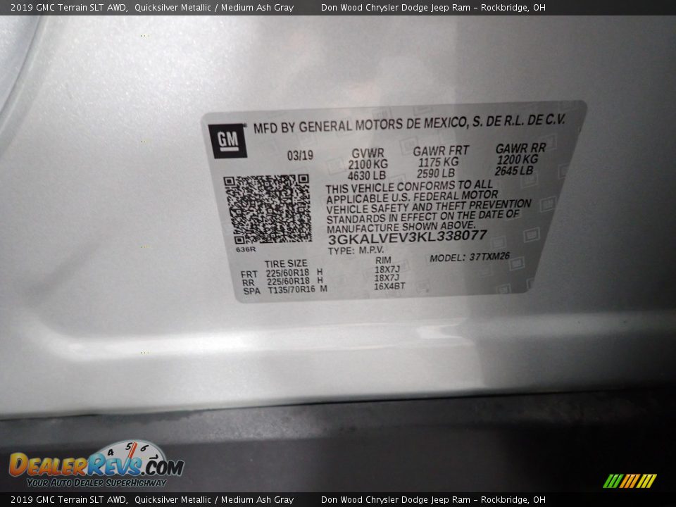 2019 GMC Terrain SLT AWD Quicksilver Metallic / Medium Ash Gray Photo #33