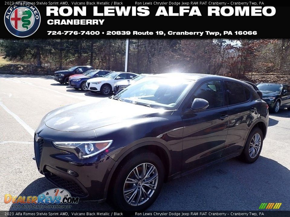 2023 Alfa Romeo Stelvio Sprint AWD Vulcano Black Metallic / Black Photo #1