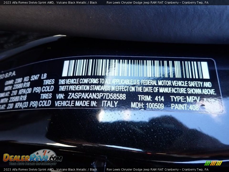 2023 Alfa Romeo Stelvio Sprint AWD Vulcano Black Metallic / Black Photo #20