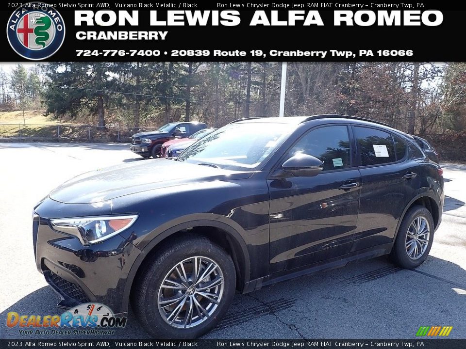 2023 Alfa Romeo Stelvio Sprint AWD Vulcano Black Metallic / Black Photo #1