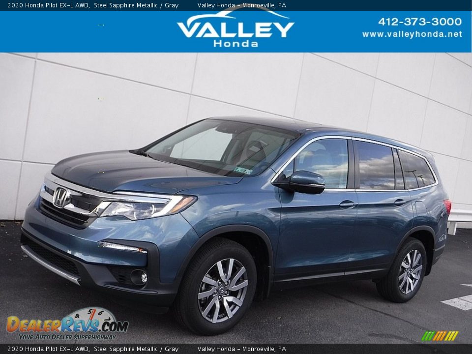 2020 Honda Pilot EX-L AWD Steel Sapphire Metallic / Gray Photo #1