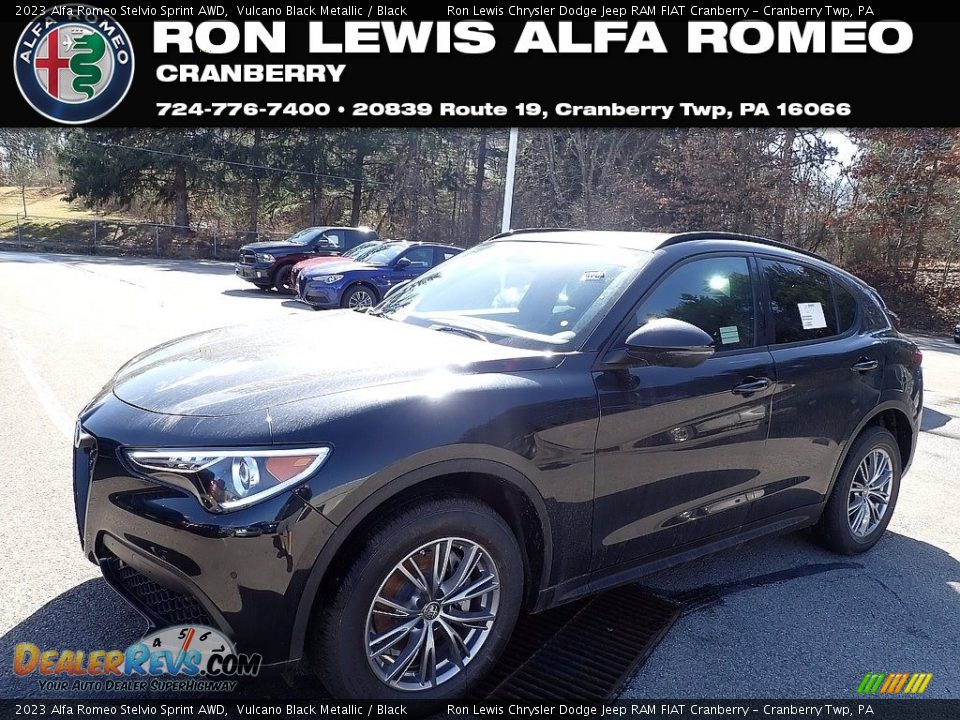 2023 Alfa Romeo Stelvio Sprint AWD Vulcano Black Metallic / Black Photo #1