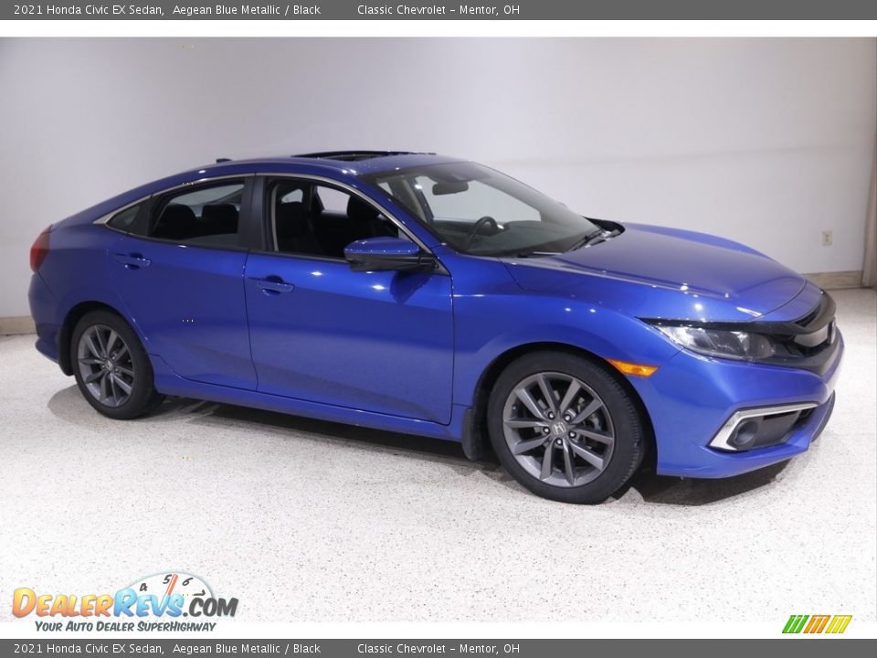 2021 Honda Civic EX Sedan Aegean Blue Metallic / Black Photo #1