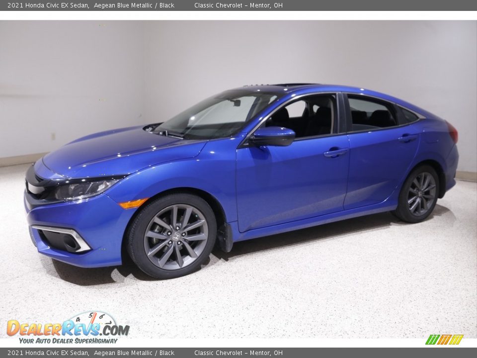 2021 Honda Civic EX Sedan Aegean Blue Metallic / Black Photo #3