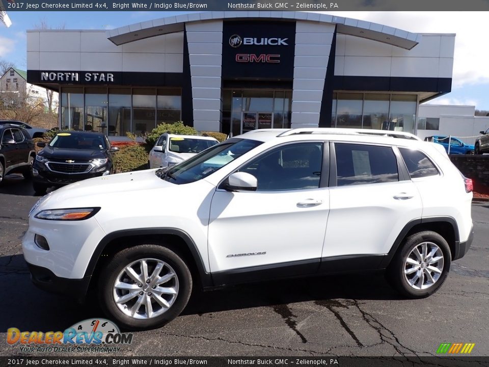 2017 Jeep Cherokee Limited 4x4 Bright White / Indigo Blue/Brown Photo #1