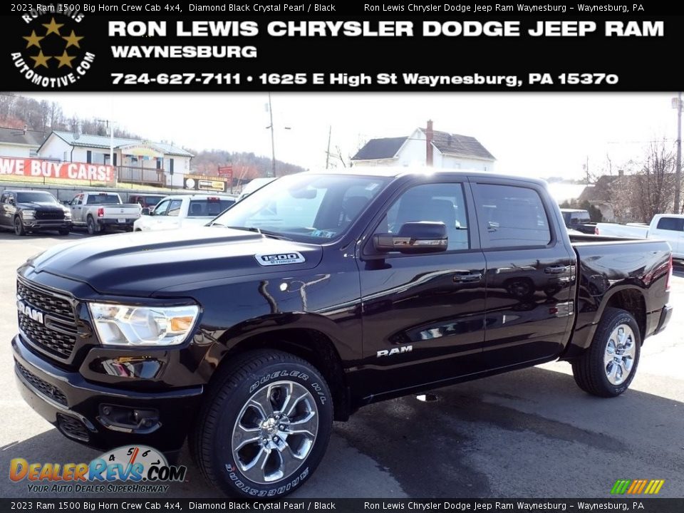 2023 Ram 1500 Big Horn Crew Cab 4x4 Diamond Black Crystal Pearl / Black Photo #1