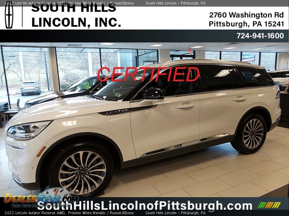 2022 Lincoln Aviator Reserve AWD Pristine White Metallic / Russet/Ebony Photo #1