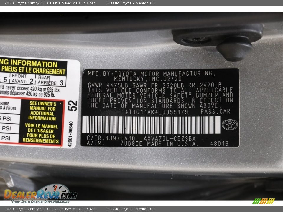 2020 Toyota Camry SE Celestial Silver Metallic / Ash Photo #19
