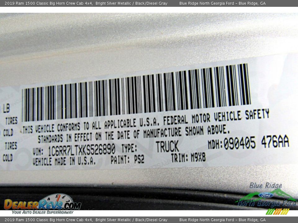 2019 Ram 1500 Classic Big Horn Crew Cab 4x4 Bright Silver Metallic / Black/Diesel Gray Photo #26