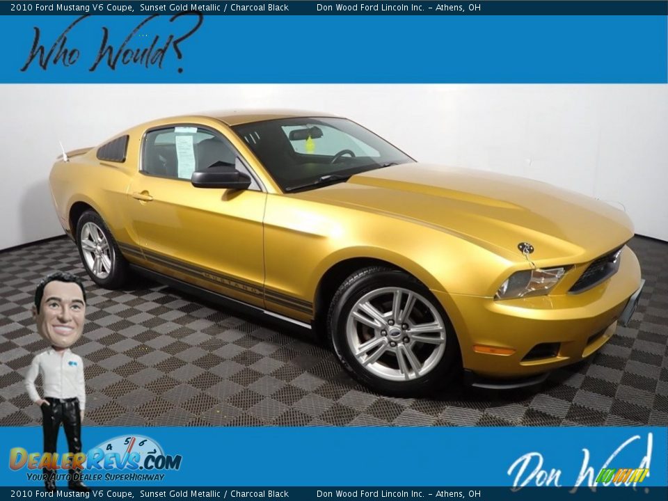 2010 Ford Mustang V6 Coupe Sunset Gold Metallic / Charcoal Black Photo #1