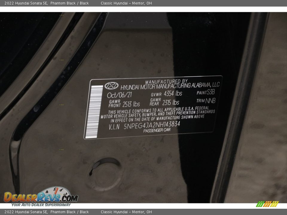 2022 Hyundai Sonata SE Phantom Black / Black Photo #19