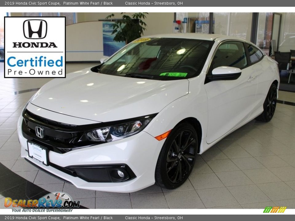 2019 Honda Civic Sport Coupe Platinum White Pearl / Black Photo #1