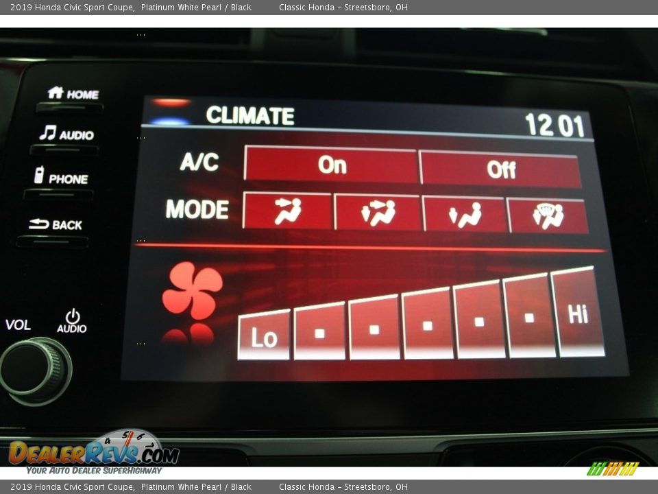 2019 Honda Civic Sport Coupe Platinum White Pearl / Black Photo #35