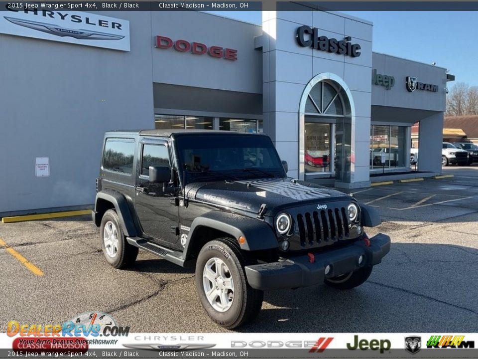 2015 Jeep Wrangler Sport 4x4 Black / Black Photo #1