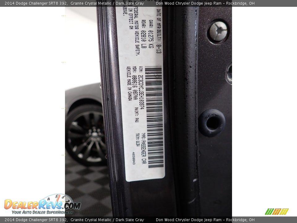 2014 Dodge Challenger SRT8 392 Granite Crystal Metallic / Dark Slate Gray Photo #28