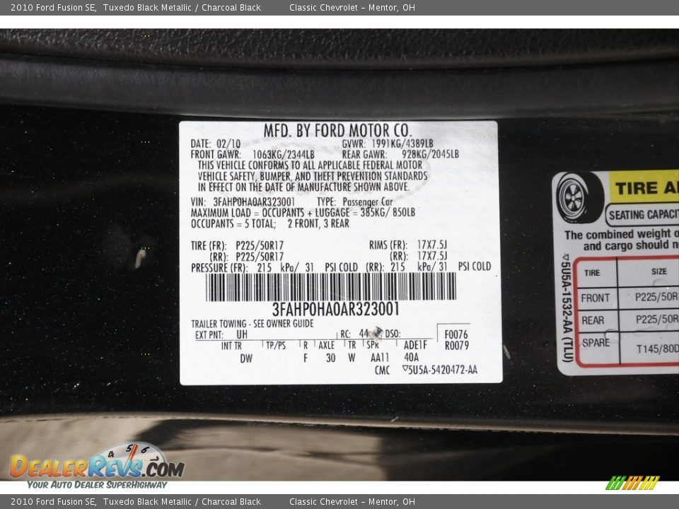 2010 Ford Fusion SE Tuxedo Black Metallic / Charcoal Black Photo #19