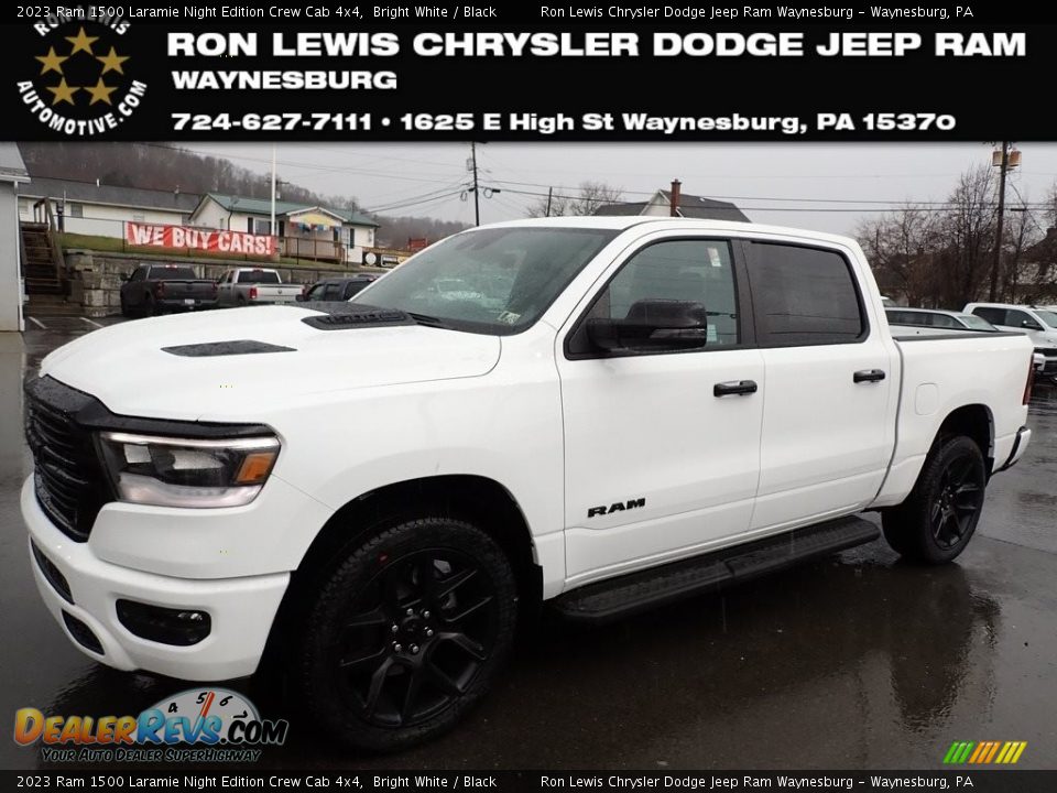 2023 Ram 1500 Laramie Night Edition Crew Cab 4x4 Bright White / Black Photo #1