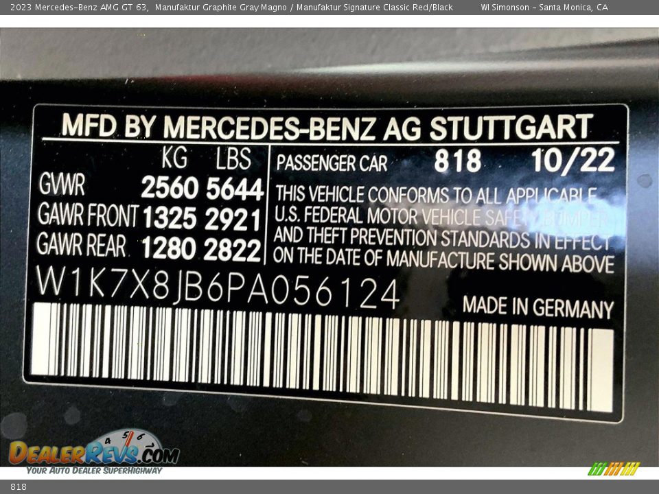 Mercedes-Benz Color Code 818 Manufaktur Graphite Gray Magno