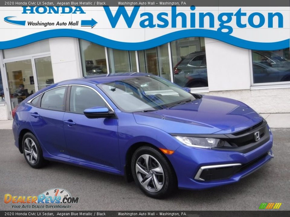 2020 Honda Civic LX Sedan Aegean Blue Metallic / Black Photo #1