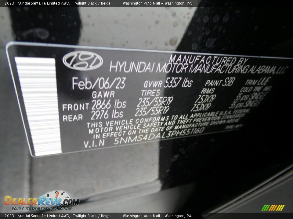 2023 Hyundai Santa Fe Limited AWD Twilight Black / Beige Photo #18
