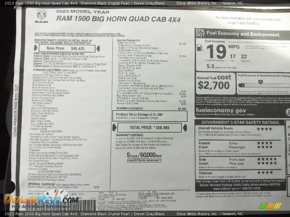 2023 Ram 1500 Big Horn Quad Cab 4x4 Window Sticker Photo #27