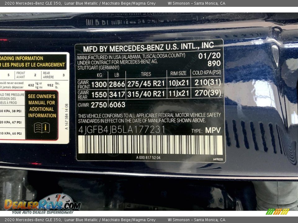 2020 Mercedes-Benz GLE 350 Lunar Blue Metallic / Macchiato Beige/Magma Grey Photo #33