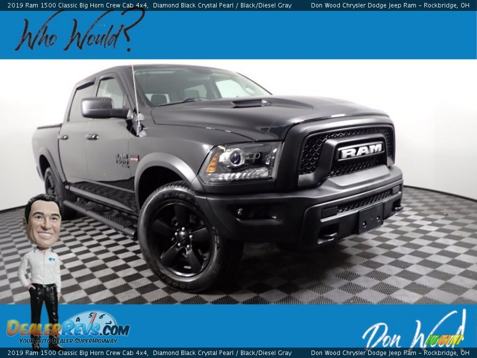 2019 Ram 1500 Classic Big Horn Crew Cab 4x4 Diamond Black Crystal Pearl / Black/Diesel Gray Photo #1