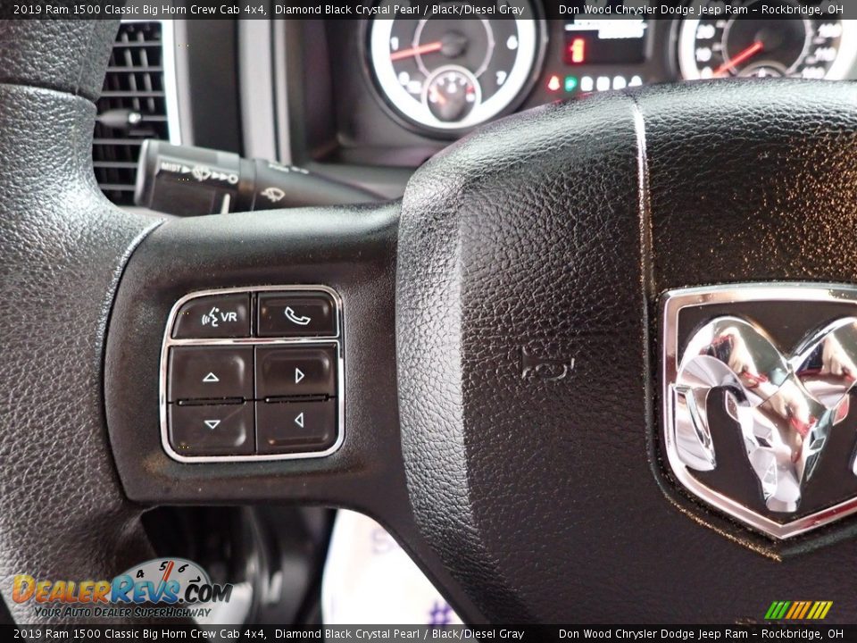 2019 Ram 1500 Classic Big Horn Crew Cab 4x4 Diamond Black Crystal Pearl / Black/Diesel Gray Photo #15