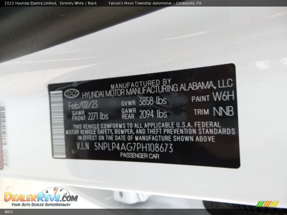 Hyundai Color Code W6H Serenity White