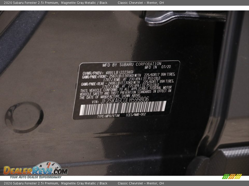 2020 Subaru Forester 2.5i Premium Magnetite Gray Metallic / Black Photo #21