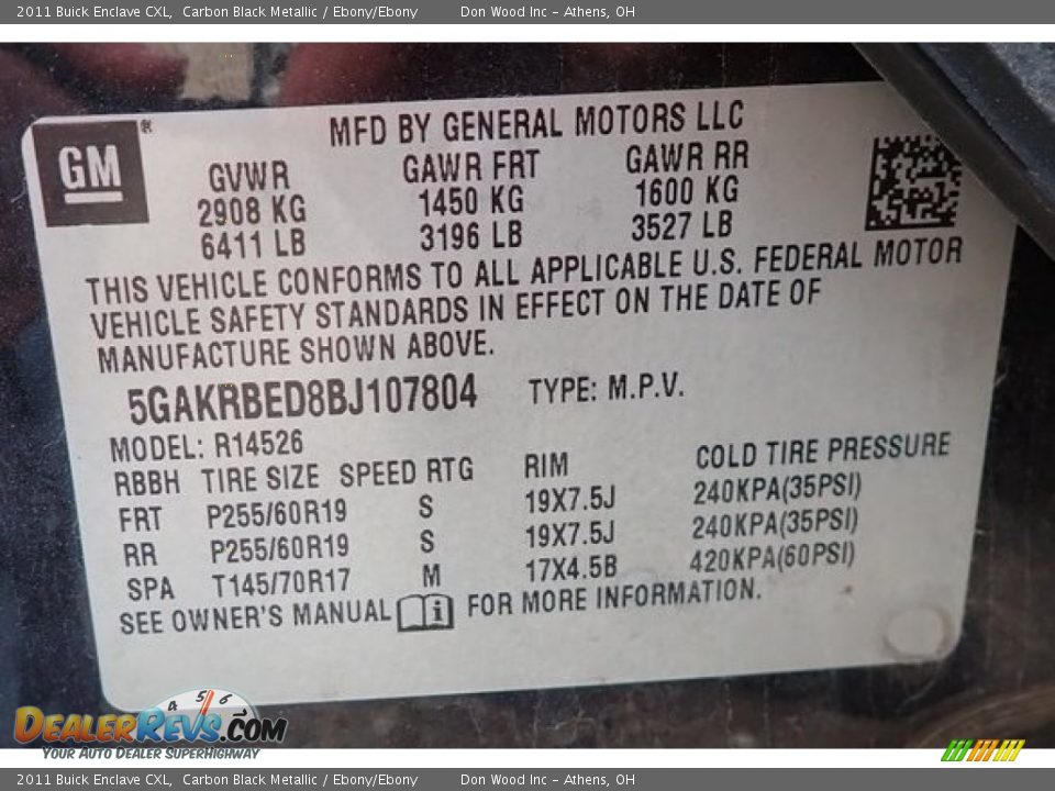 2011 Buick Enclave CXL Carbon Black Metallic / Ebony/Ebony Photo #2
