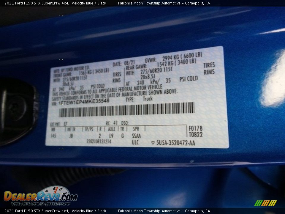 2021 Ford F150 STX SuperCrew 4x4 Velocity Blue / Black Photo #27