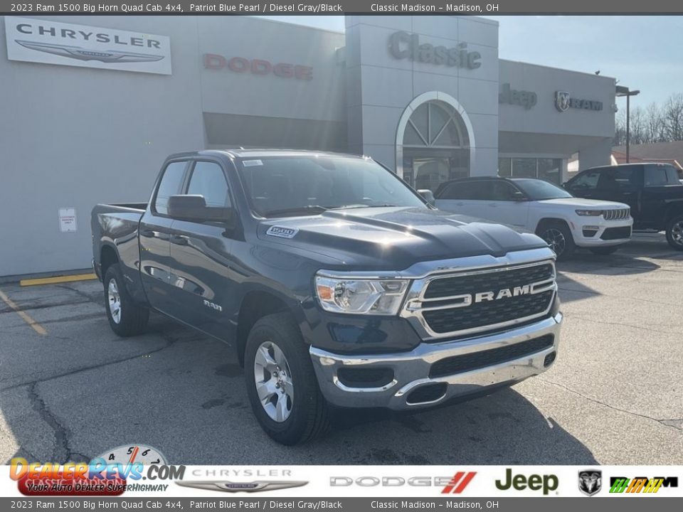 2023 Ram 1500 Big Horn Quad Cab 4x4 Patriot Blue Pearl / Diesel Gray/Black Photo #1