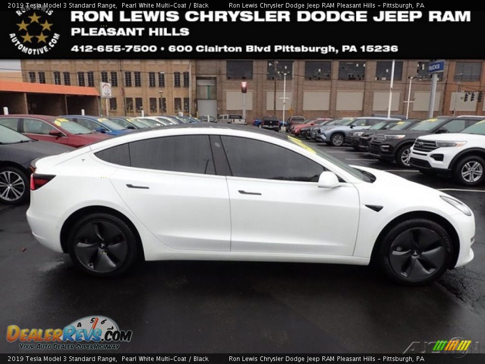 2019 Tesla Model 3 Standard Range Pearl White Multi-Coat / Black Photo #1