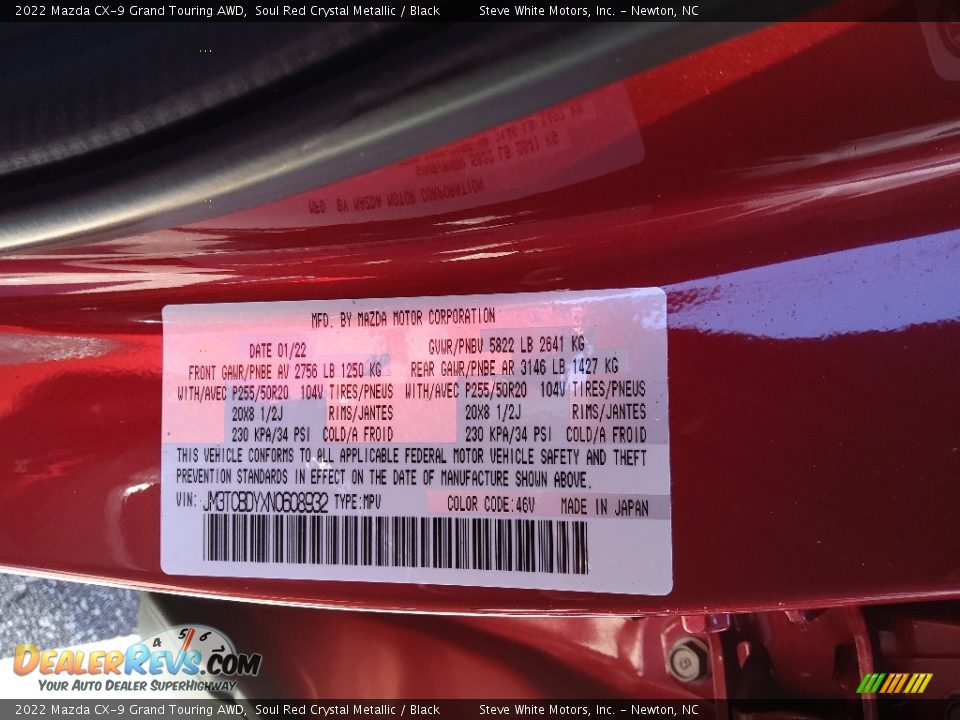 2022 Mazda CX-9 Grand Touring AWD Soul Red Crystal Metallic / Black Photo #36