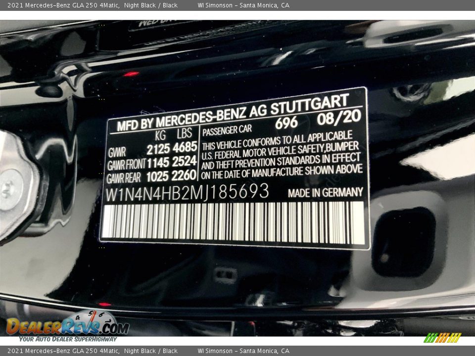 2021 Mercedes-Benz GLA 250 4Matic Night Black / Black Photo #32
