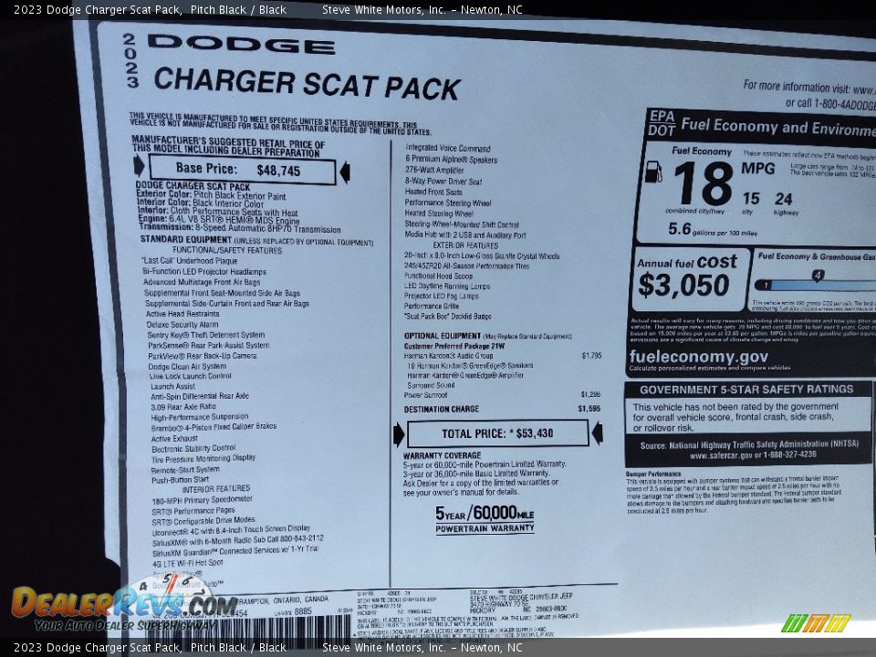 2023 Dodge Charger Scat Pack Window Sticker Photo #28