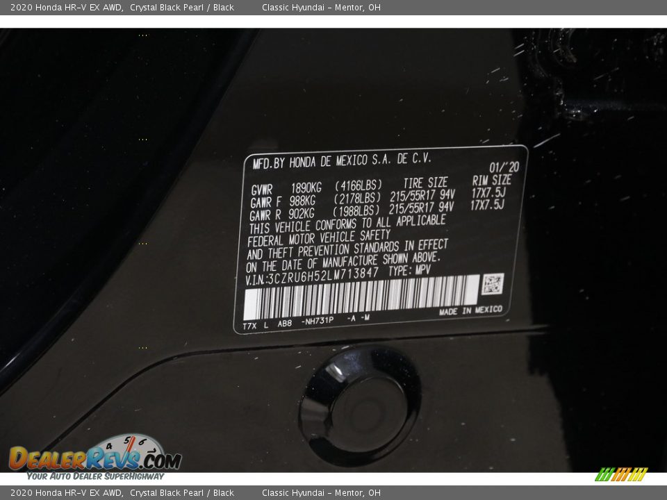 2020 Honda HR-V EX AWD Crystal Black Pearl / Black Photo #21