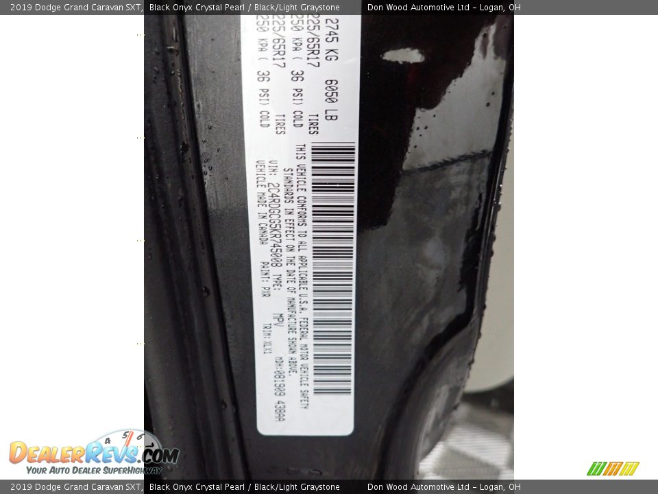 2019 Dodge Grand Caravan SXT Black Onyx Crystal Pearl / Black/Light Graystone Photo #33